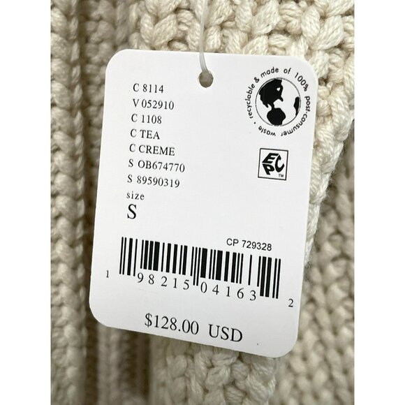 Free People Oversized Cream Knit Turtleneck Sweater Size Small NWT - Picture 5 of 5